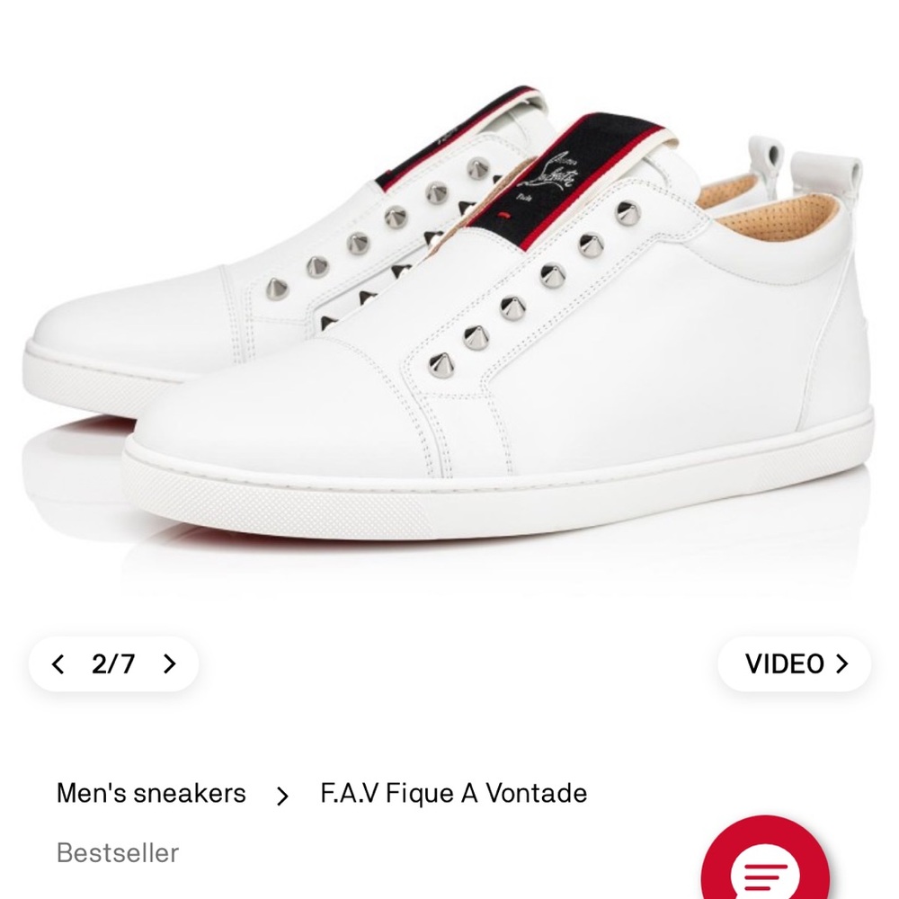 Christian Louboutin White Sneakers with Black and Red Details. Brand new in box